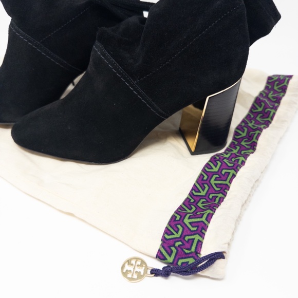 Tory Burch Gigi Slouch Knot Suede Boots 85 MM Size 8.5 Bootie - Picture 9 of 9